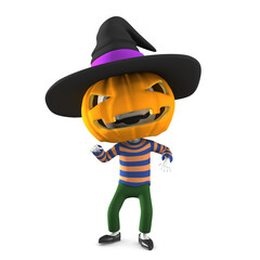 Jack O Lantern halloween pumpkin, 3D illustration 