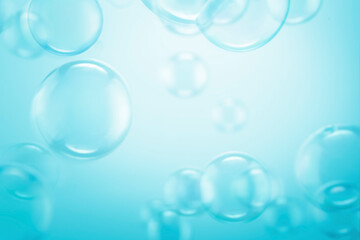 Abstract Beautiful Transparent Blue Soap Bubbles Background. Soap Sud Bubbles Water.	
