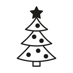 Vector winter logo design. Black and white Christmas tree icon