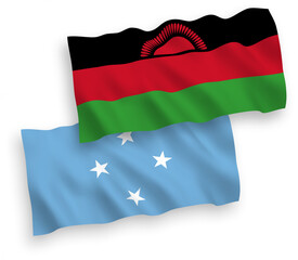 Fototapeta na wymiar Flags of Federated States of Micronesia and Malawi on a white background