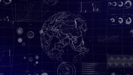 Data analysis Technology Globe rotating on Philippines Country with graphs,charts, analytics in background | Philippines country Globe rotating 4K|60 FPS video,data analysis technological background - Powered by Adobe