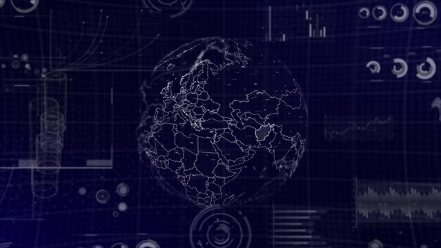 Data analysis Technology Globe rotating on Afghanistan Country with graphs, charts, analytics in background | Afghanistan country Globe rotating 4K|60 FPS, data analysis technological background