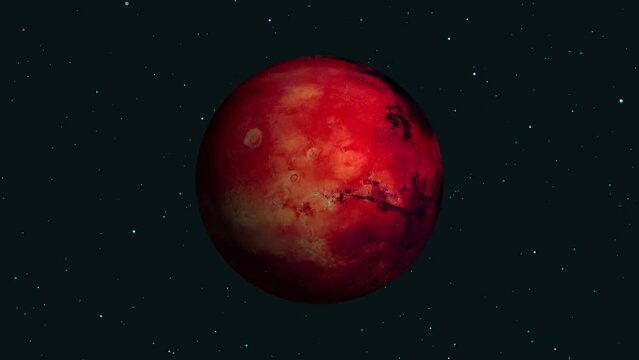 planet red  Mars rotating in space