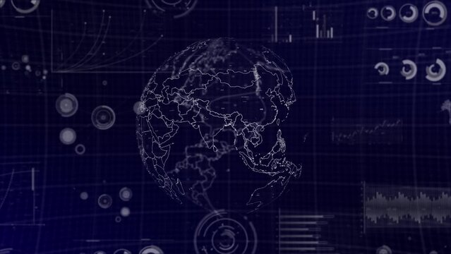 Data analysis Technology Globe rotating on Philippines Country with graphs,charts, analytics in background | Philippines country Globe rotating 4K|60 FPS video,data analysis technological background