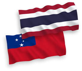 Fototapeta na wymiar Flags of Independent State of Samoa and Thailand on a white background