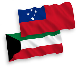 Flags of Independent State of Samoa and Kuwait on a white background