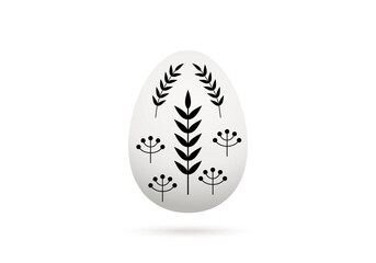 White egg with spring branch for easter.