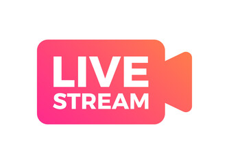 Obraz premium Live Stream, Streaming Flat Design Icon