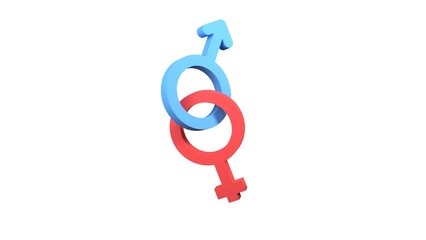 Gender Symbols on white background. 3d render illustration