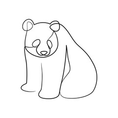 Panda bear continuous line art drawing