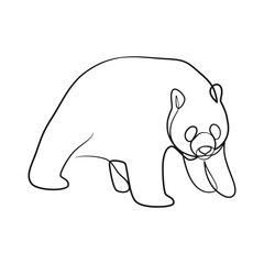 Panda bear continuous line art drawing