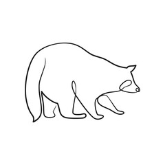 Raccoon continuous line art drawing