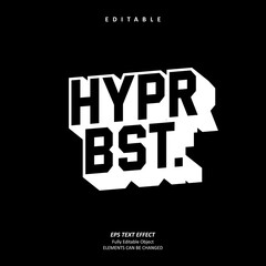 Editable Text Effect Vector of Black White Apparel Hyper Beast 3d type Typography for Sticker, Label, price tag