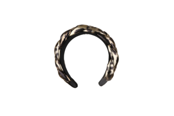 Black Fabric textured headband  on isolated white background, front view. The hair holder.