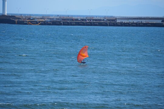 kite surfing on the sea
