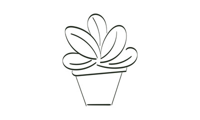 Hand Drawn Pot with Flower. Use as poster, card, flyer or T Shirt