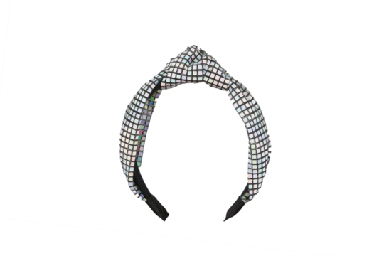 Black Fabric textured headband  on isolated white background, front view. The hair holder.