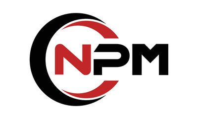 NPM three letter swoosh logo design vector template | monogram logo | abstract logo | wordmark logo | letter mark logo | business logo | brand logo | flat logo | minimalist logo | text | word | symbol