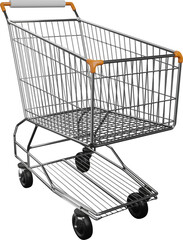 Empty Shopping Trolley Supermarket Basket Shopping Cart  - PNG Transparent 3D image