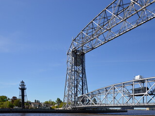 Fototapeta na wymiar Historical Steel Bridge in the Town Duluth, Minnesota