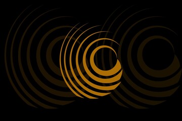 Black abstract background with orange circle line elements