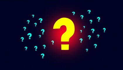 Plakat question mark in the night. Question mark icon 3D rendering. Ask some questions concept. Question mark with neon light in background. Ask questions concept.