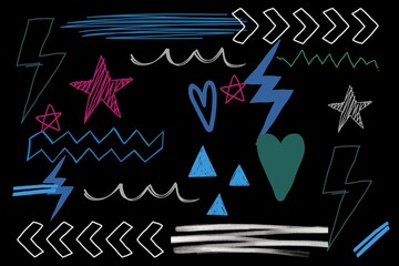 Black abstract background with colorful elements