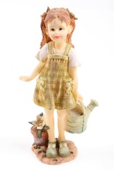 ceramic old doll on white background