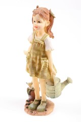 ceramic old doll on white background