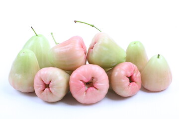 Isolated fresh rose apple fruits on white background