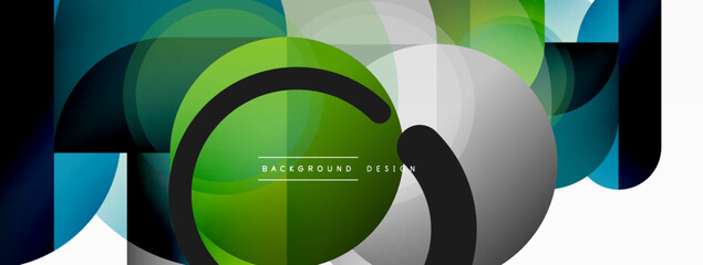 Fototapeta premium Round triangle shapes lines and circles. Geometric vector illustration for wallpaper banner background or landing page