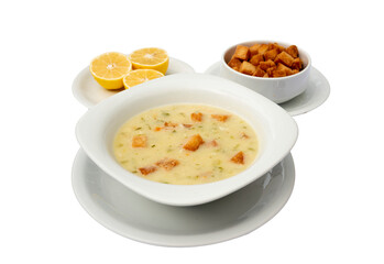 fish soup on isolated white background
