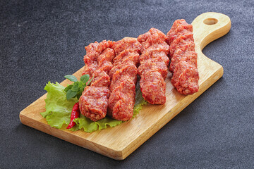 Raw beef kebab minced meat