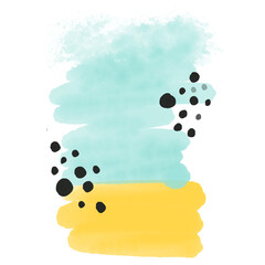 Abstract design asset. Background with watercolor paint stain elements. Painting brush texture decoration with art acrylic. Gray and yellow backdrop