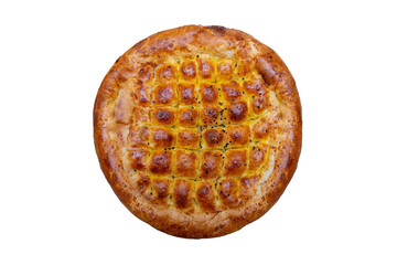 ramadan pita on isolated white background. Traditional Ramadan bread.