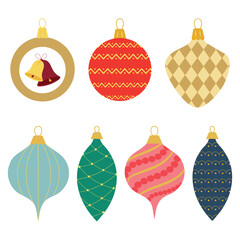 Set of christmas balls isolated on white background. Holiday vector illustration