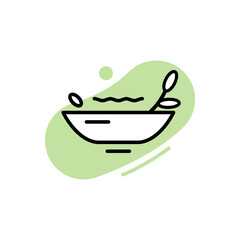 Plant-based meat icon. Line art plate.