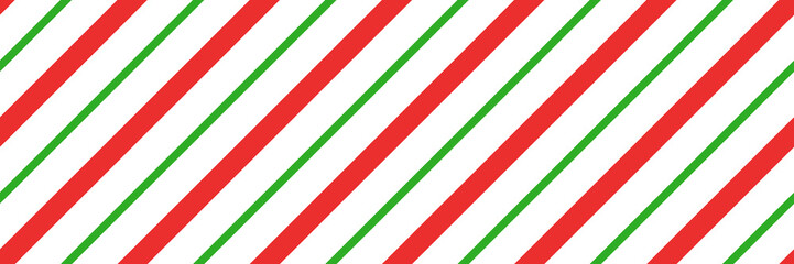 Christmas candy cane striped seamless pattern. Christmas candycane background with red and green stripes. Peppermint caramel diagonal print. Xmas traditional wrapping texture. Vector illustration. - obrazy, fototapety, plakaty
