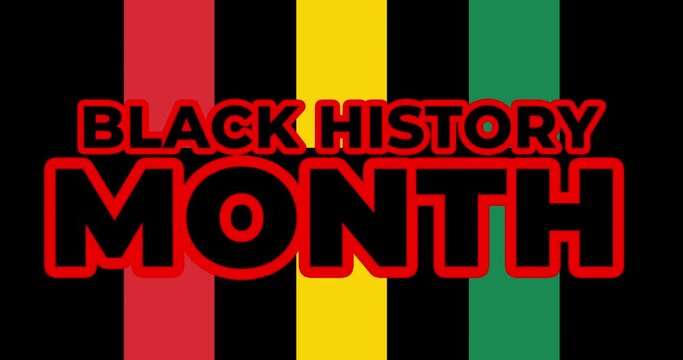 Black History Month Text Moving on Black Background. 4K 3D rendering text animation Video. Black background for american, african Culture. Black history month text with human Fist.