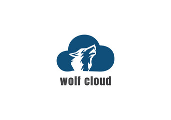 Wolf Cloud  vector logo design template