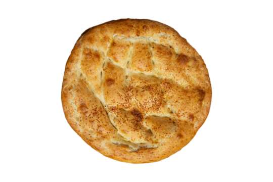 ramadan pita on isolated white background. Traditional Ramadan bread.