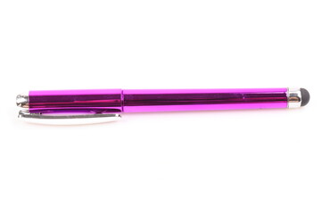 Purple pen isolated on white background