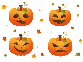 Funny pumpkins pattern for Halloween