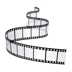 Fototapeta na wymiar Piece of a curved film strip isolated on white. Realistic vector illustration