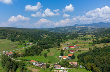 Naklejka na ściany i meble an aerial view of a rural area from Transylvania
