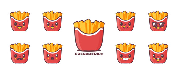 French fries cartoon. fast food vector illustration