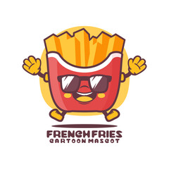 French fries cartoon mascot. fast food vector illustration
