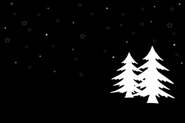 Fototapeta premium two white spruces against the background of the starry sky
