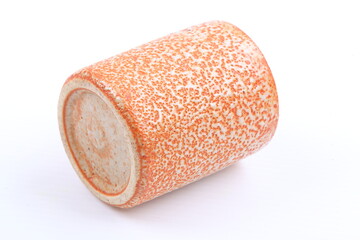 Asian ceramics tea cups on white background