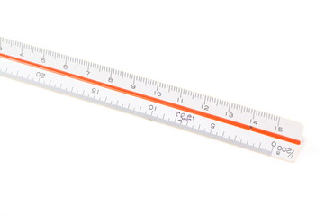A aluminum ruler shaped triangle.
